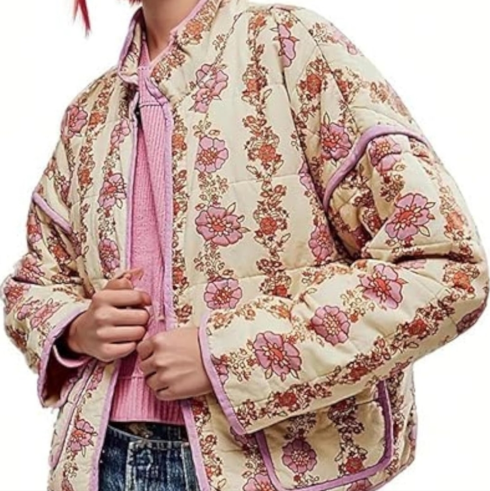 Floral Quilted Chore Barn Jacket Puffer